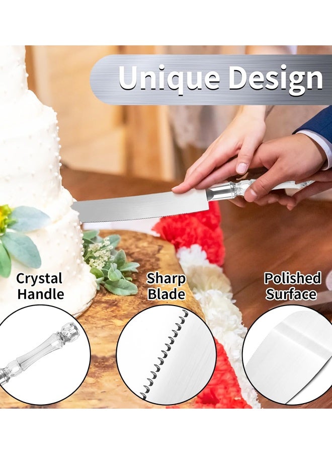 2 Pcs Cake Cutting Set for Wedding,Wedding Cake Knife with Acrylic Faux Crystal Handles - Image 3